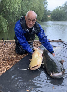 Peg 6, grey catfish, weight unknown, Arthur, white catfish, 28lb